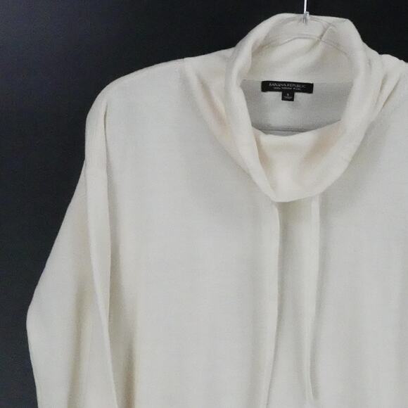 Banana Republic Sweater Womens Small Ivory Merino Wool Cowl Neck Lightweight - Picture 4 of 15